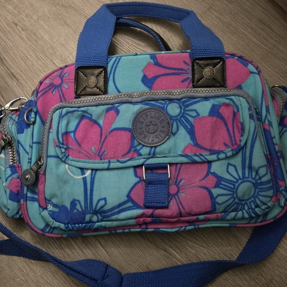 Kipling Blue and Pink Floral Women's Bag - Picture 1 of 5